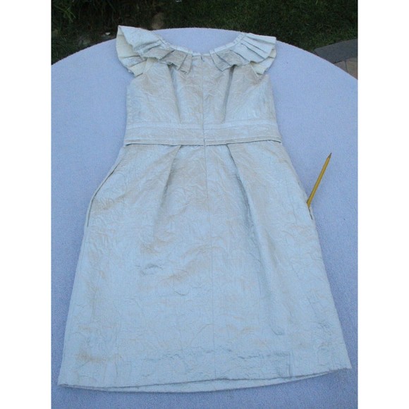 Vera Wang Lavender Label Dress Size 4 Silver w/Pockets & Ruffles Cocktail Party - Picture 5 of 15